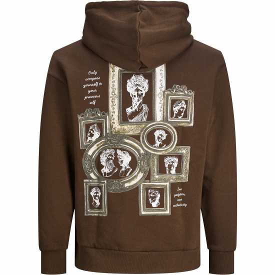 Jack And Jones Bradley Antique Back Print Hoodie Mens Шоколадово кафяво Мъжки суитчъри и блузи с качулки