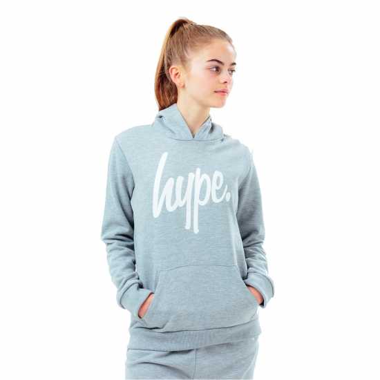 Hype Script Over The Head Hoodie Сиво Детски суитчъри и блузи с качулки