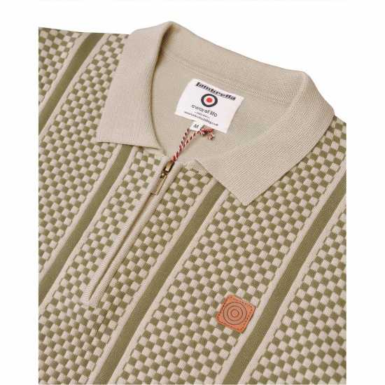 Lambretta Check Qtr Zip Polo  Мъжко облекло за едри хора