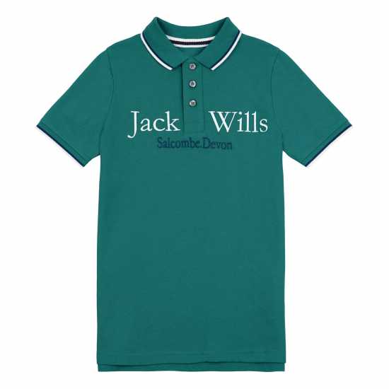 Jack Wills Script Tippd Polo Jn99 Зелена ерона Детски тениски тип поло