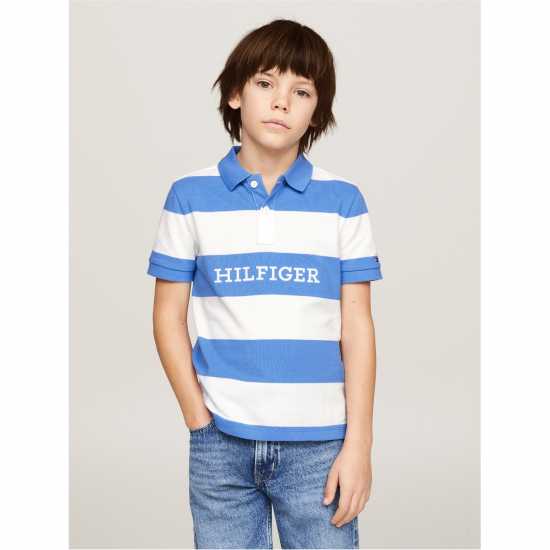 Tommy Hilfiger Блуза С Яка Striped Polo Shirt Juniors  Детски тениски тип поло