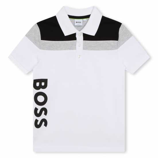 Hugo Boss Детска Блуза С Яка Boss Boss Large Logo Polo Shirt Juniors Бяло 10P Kids