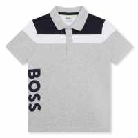 Hugo Boss Детска Блуза С Яка Boss Boss Large Logo Polo Shirt Juniors Сиво A32 Kids