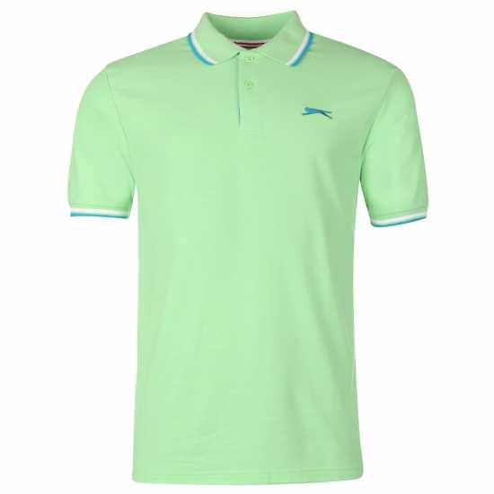 Slazenger Мъжка Блуза С Яка Tipped Polo Shirt Mens Green Мъжко облекло за едри хора