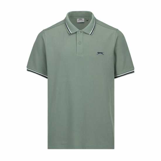 Slazenger Мъжка Блуза С Яка Tipped Polo Shirt Mens Green Мъжко облекло за едри хора