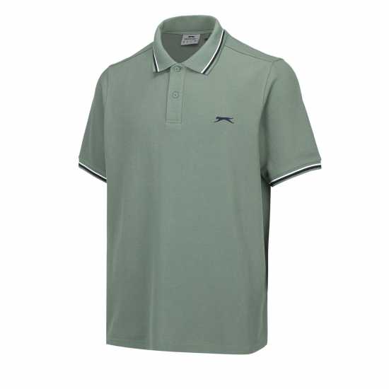 Slazenger Мъжка Блуза С Яка Tipped Polo Shirt Mens Green Мъжко облекло за едри хора