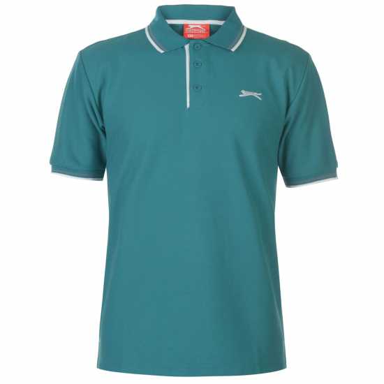 Slazenger Мъжка Блуза С Яка Tipped Polo Shirt Mens Синьо морско Мъжко облекло за едри хора