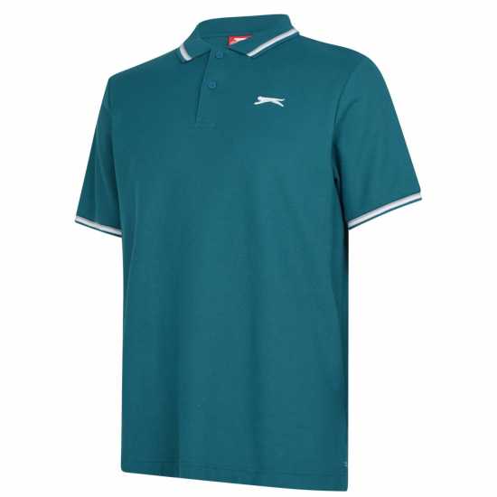 Slazenger Мъжка Блуза С Яка Tipped Polo Shirt Mens Синьо морско Мъжко облекло за едри хора