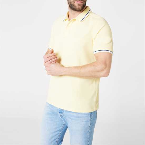 Slazenger Мъжка Блуза С Яка Tipped Polo Shirt Mens Yellow Мъжко облекло за едри хора