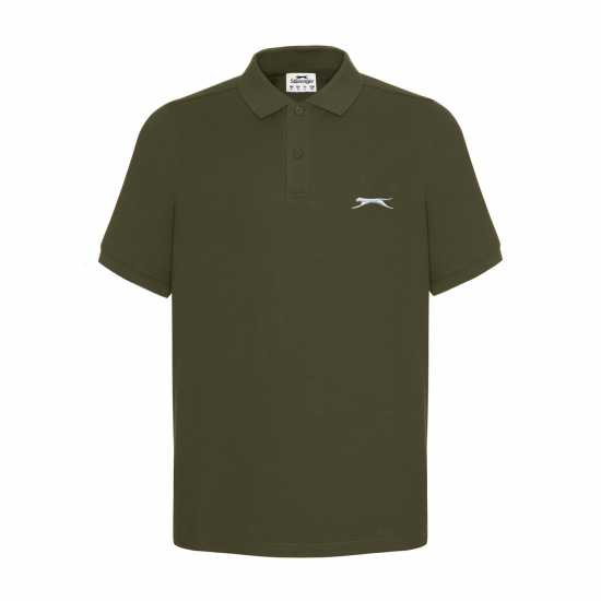 Slazenger Мъжка Блуза С Яка Plain Polo Shirt Mens Хаки Мъжко облекло за едри хора