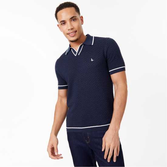 Jack Wills Texture Polo Морска синьо Мъжко облекло за едри хора