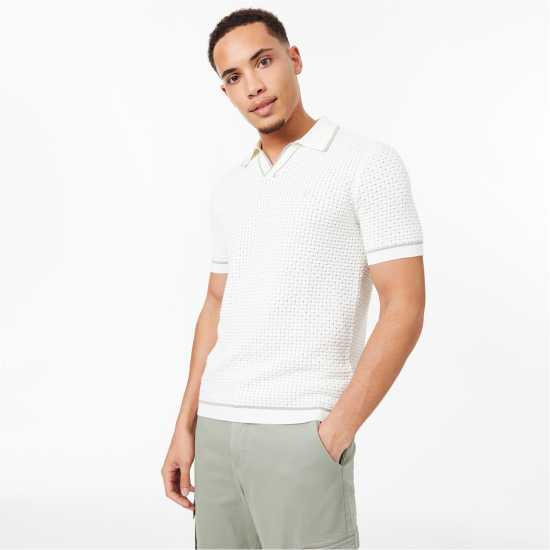 Jack Wills Texture Polo Крем Мъжко облекло за едри хора