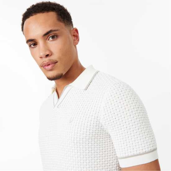 Jack Wills Texture Polo Крем Мъжко облекло за едри хора