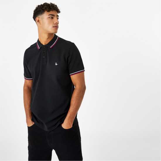 Jack Wills Edgeware Tipped Polo Черно Мъжки тениски с яка