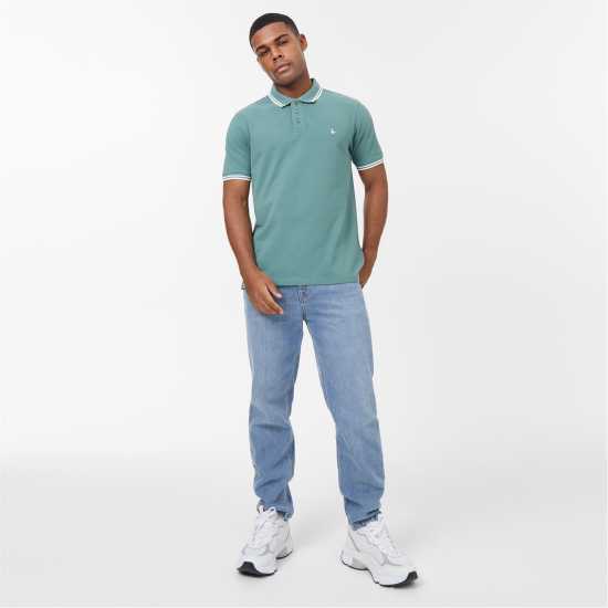 Jack Wills Edgeware Tipped Polo Sea Green Мъжки тениски с яка