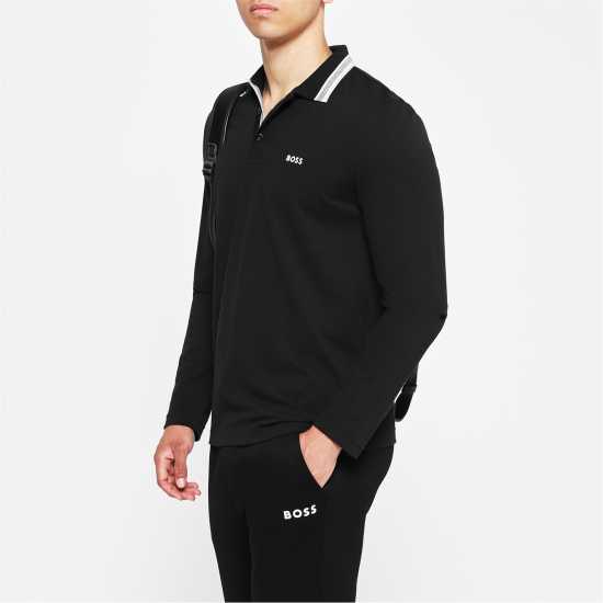 Hugo Boss Блуза С Яка Boss Plisy Long Sleeve Polo Shirt Черно 002 Mens Big and Tall