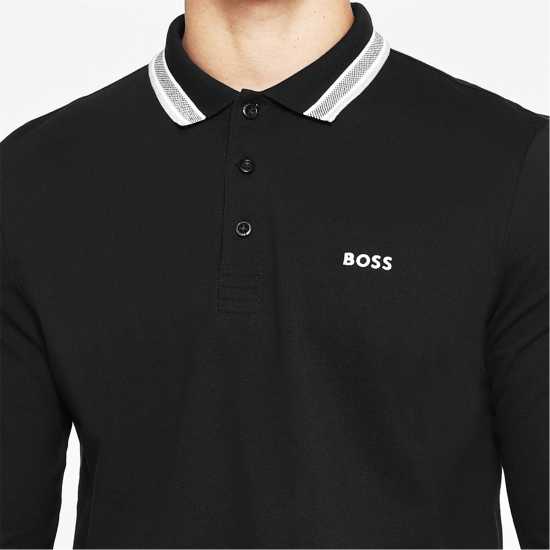 Hugo Boss Блуза С Яка Boss Plisy Long Sleeve Polo Shirt Черно 002 Mens Big and Tall