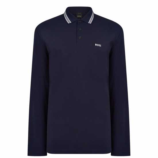 Hugo Boss Блуза С Яка Boss Plisy Long Sleeve Polo Shirt Нави 403 Mens Big and Tall