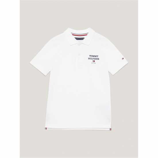 Tommy Hilfiger Logo Polo Short Sleeve Shirt Junior Бяло 