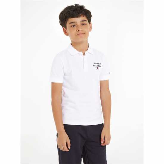 Tommy Hilfiger Logo Polo Short Sleeve Shirt Junior Бяло 