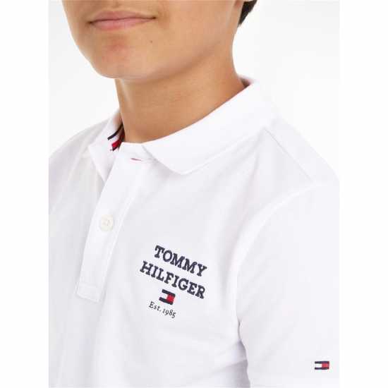 Tommy Hilfiger Logo Polo Short Sleeve Shirt Junior Бяло 