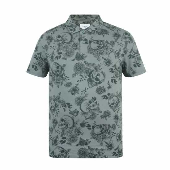 Firetrap Мъжка Блуза С Яка All-Over Print Polo Top Mens Сиво 