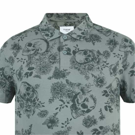 Firetrap Мъжка Блуза С Яка All-Over Print Polo Top Mens Сиво 