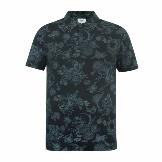 Firetrap Мъжка Блуза С Яка All-Over Print Polo Top Mens Черно 