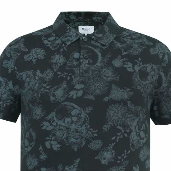 Firetrap Мъжка Блуза С Яка All-Over Print Polo Top Mens Черно 