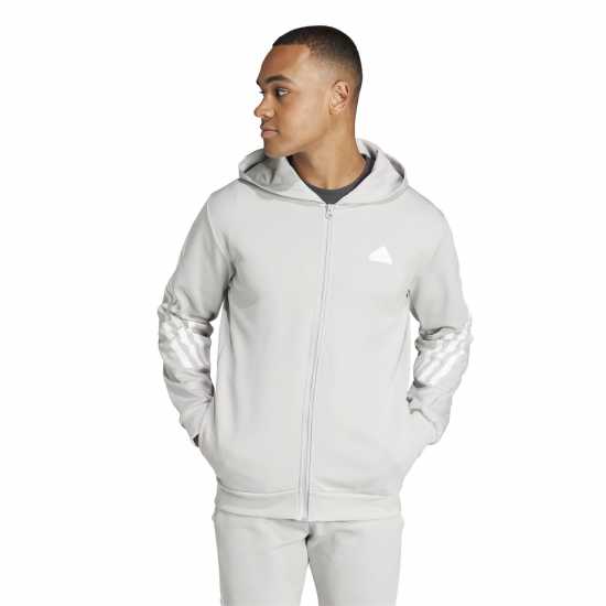 Adidas Future Icons 3-Stripes Full Zip Hoodie Mens Сиво Две Мъжки суитчъри и блузи с качулки