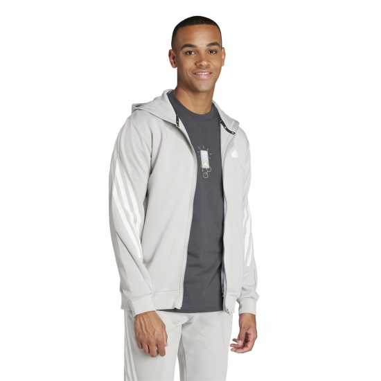 Adidas Future Icons 3-Stripes Full Zip Hoodie Mens Сиво Две Мъжки суитчъри и блузи с качулки