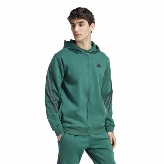 Adidas Future Icons 3-Stripes Full Zip Hoodie Mens Колежанско зелено 