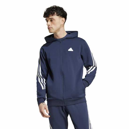 Adidas Future Icons 3-Stripes Full Zip Hoodie Mens Легендарна чернина 