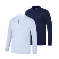 Fabric 2-Pack Long Sleeve Polo Морско синьо/Бяло Мъжко облекло за едри хора