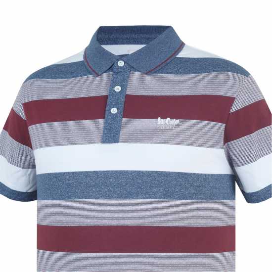 Lee Cooper Мъжко Поло На Ивици Stripe Polo Mens Burgundy Мъжки тениски с яка