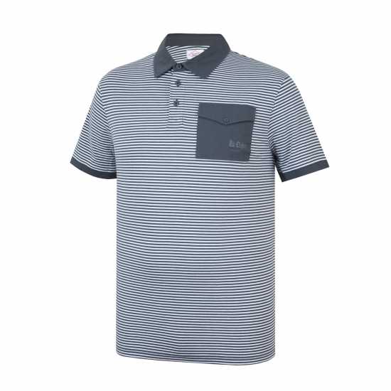 Lee Cooper Мъжко Поло На Ивици Stripe Polo Mens Charc/whit Мъжки тениски с яка