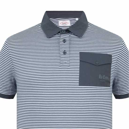 Lee Cooper Мъжко Поло На Ивици Stripe Polo Mens Charc/whit Мъжки тениски с яка