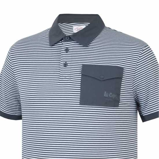 Lee Cooper Мъжко Поло На Ивици Stripe Polo Mens Charc/whit Мъжки тениски с яка