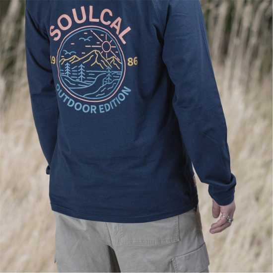 Soulcal Long-Sleeve Tee Синьо Мъжко облекло за едри хора