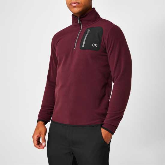 Полар Мъже Calvin Klein Golf Planet Golf Fleece Mens Бордово Мъжки пуловери и жилетки