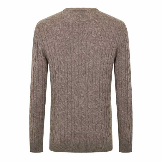 Jack Wills Marlow Merino Wool Blend Cable Knitted Jumper Кафяв марл 