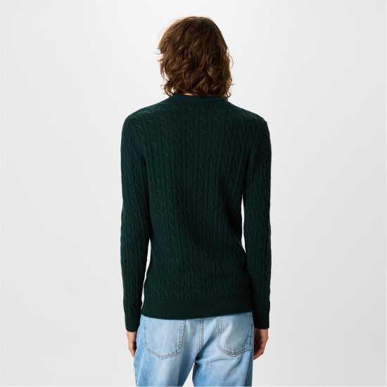 Jack Wills Marlow Merino Wool Blend Cable Knitted Jumper Вечнозелен Марл 