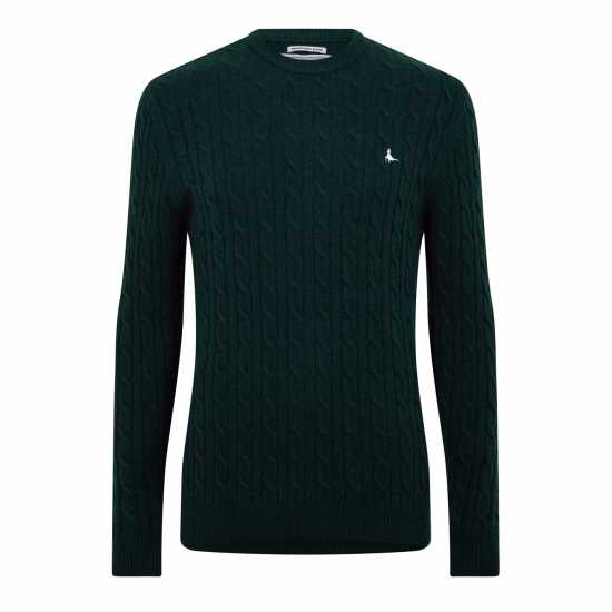 Jack Wills Marlow Merino Wool Blend Cable Knitted Jumper Вечнозелен Марл 