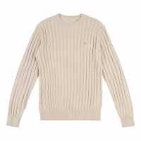 Jack Wills Marlow Merino Wool Blend Cable Knitted Jumper Silver Lining Мъжки пуловери и жилетки