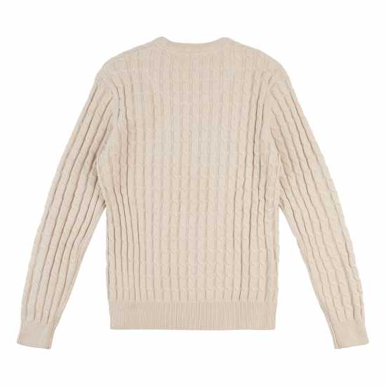 Jack Wills Marlow Merino Wool Blend Cable Knitted Jumper Сребърно облаче Мъжки пуловери и жилетки