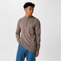 Пуловер С Цип Jack Wills Funnel Neck Half Zip Jumper Кафяв марл 