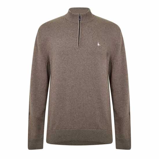 Пуловер С Цип Jack Wills Funnel Neck Half Zip Jumper Кафяв марл 