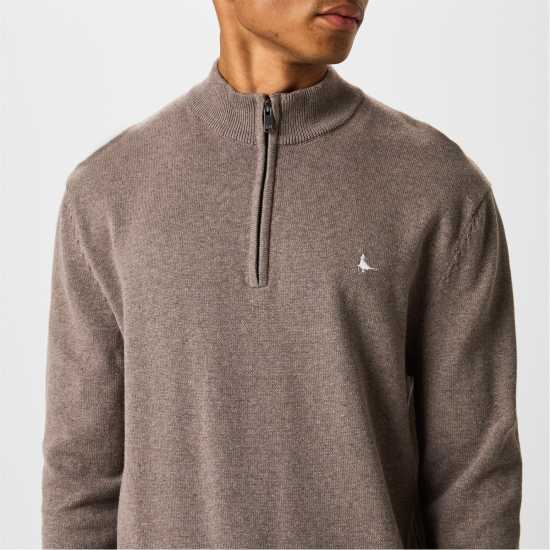 Пуловер С Цип Jack Wills Funnel Neck Half Zip Jumper Кафяв марл 