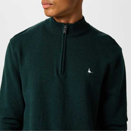 Пуловер С Цип Jack Wills Funnel Neck Half Zip Jumper Вечнозелен Марл 