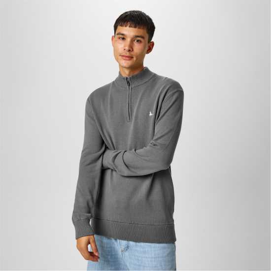 Пуловер С Цип Jack Wills Funnel Neck Half Zip Jumper Сланина 